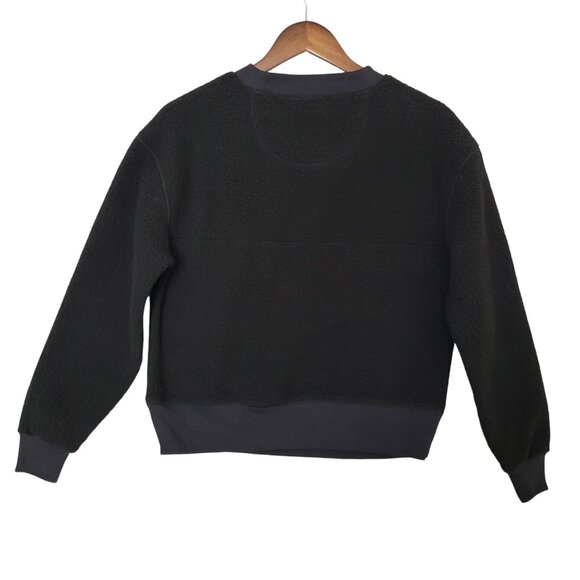 Everlane The ReNew Fleece Oversized Crew Sweater Womens Size XXS Black NWT - Picture 2 of 8